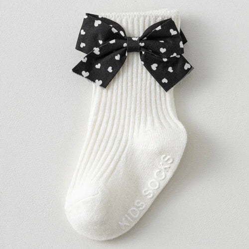 Heart Bow Ribbed Baby Socks - Betina Baby & Kids